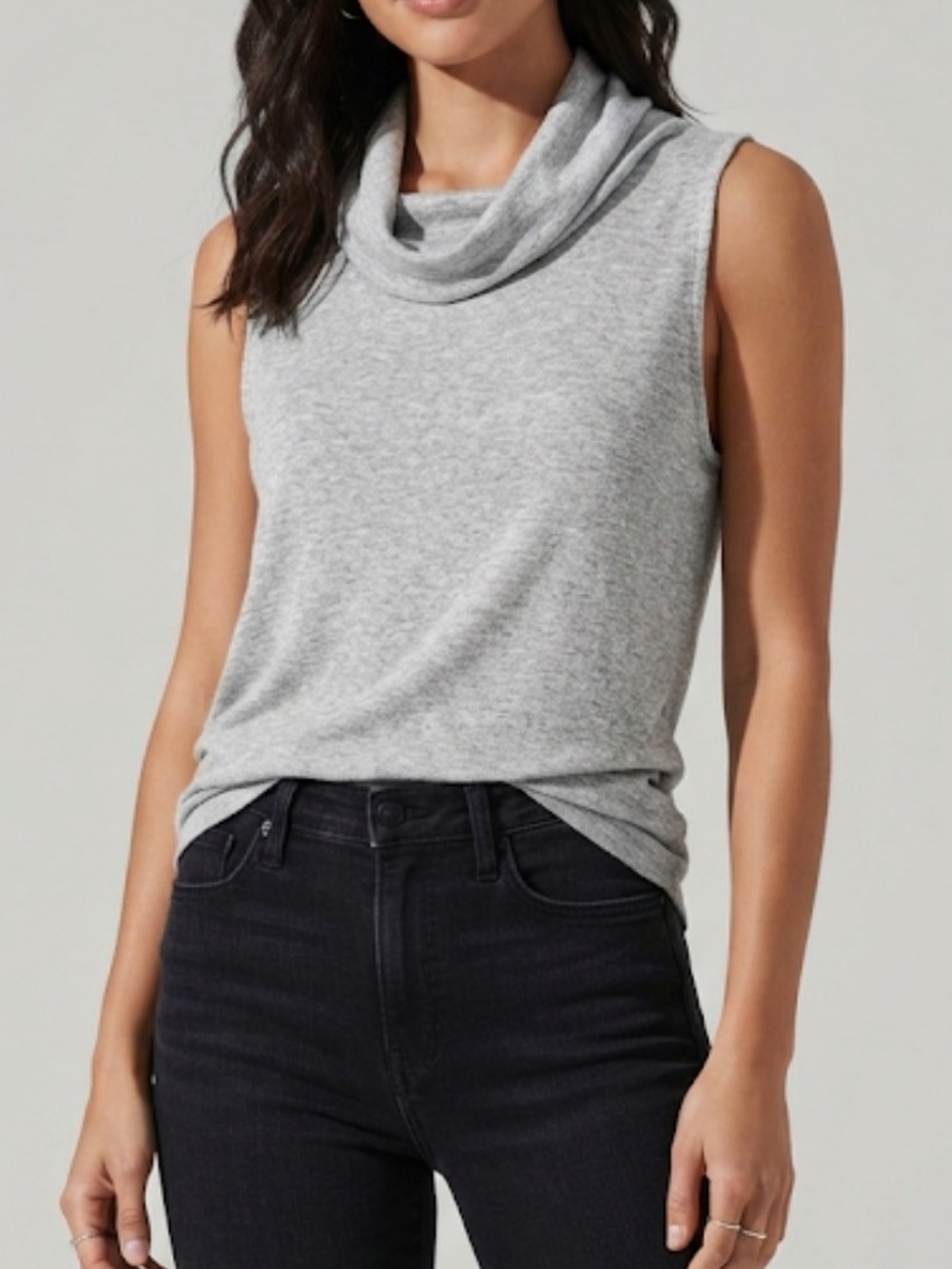 JELLA COUTURE Sleeveless Cowlneck Tunic Top Grey Large